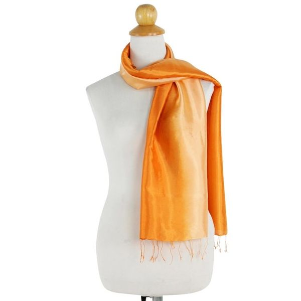 Alternate image for Shimmering Rayon and Silk Blend Scarf in 2-tone Orange Shimmering Daisy