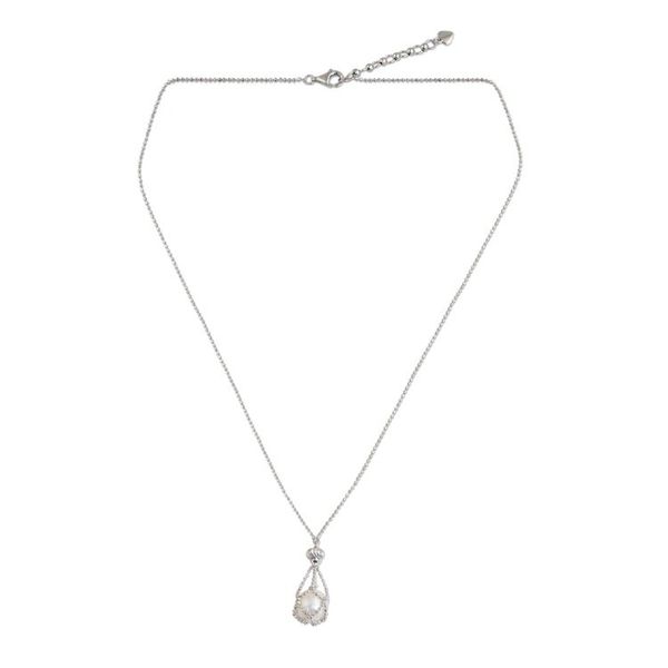 Alternate image for Pearl and Sterling Silver Hand Crafted Pendant Necklace Lily Dewdrop