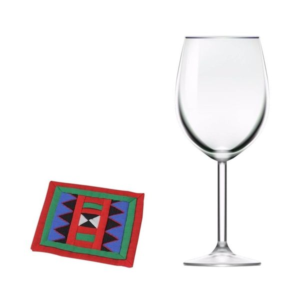 Alternate image for Handwoven Lahu Hill Tribe Red and Green Cotton Coasters Festivities