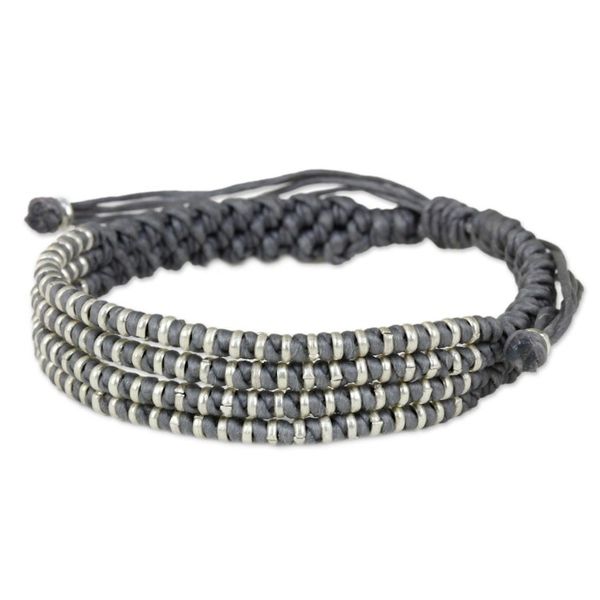 Alternate image for Macrame Bracelet with Silver in Misty Light Grey Misty Chiang Mai Quartet