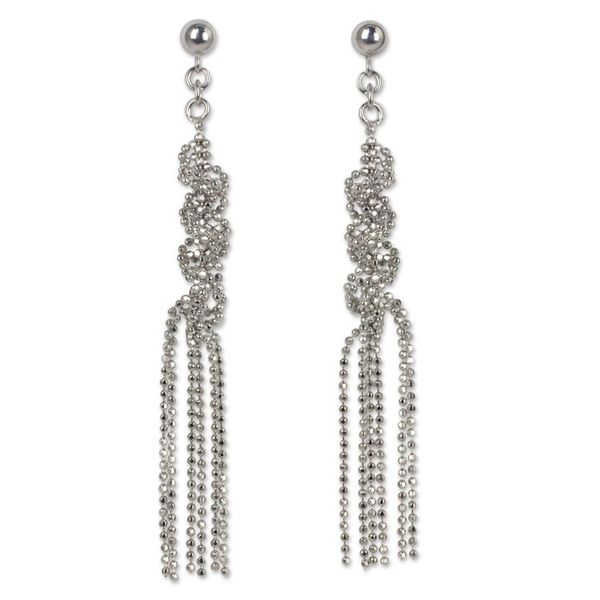 Alternate image for Fair Trade Sterling Silver Ball Chain Waterfall Earrings Helix Fringe