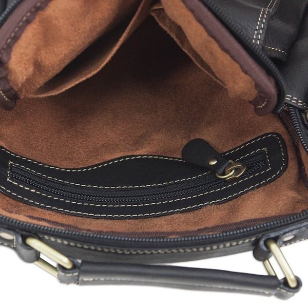 Alternate image for Fair Trade Thai Black Leather Handcrafted Shoulder Bag Voyager in Black