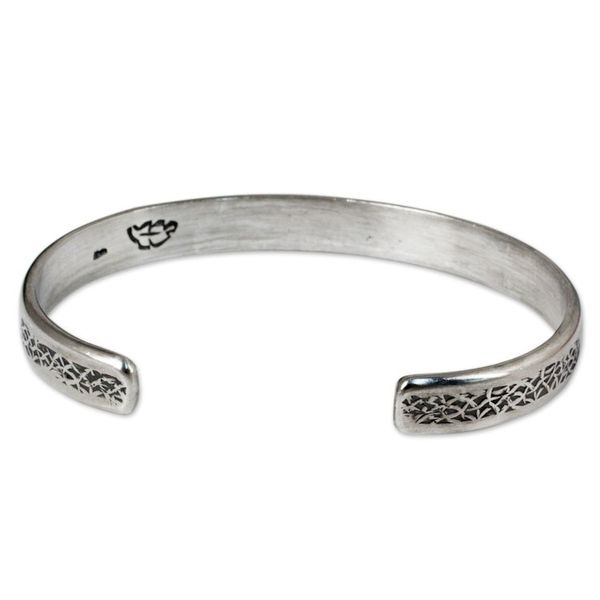 Alternate image for Thailand Sterling Silver Free Trade Cuff Bracelet Forest Footpaths
