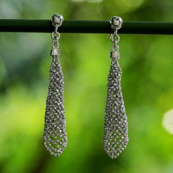 Alternate image for Sterling Silver Ball Chain Dangle Earrings from Thailand Sparkling Dresses