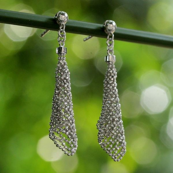 Alternate image for Sterling Silver Ball Chain Dangle Earrings from Thailand Sparkling Dresses