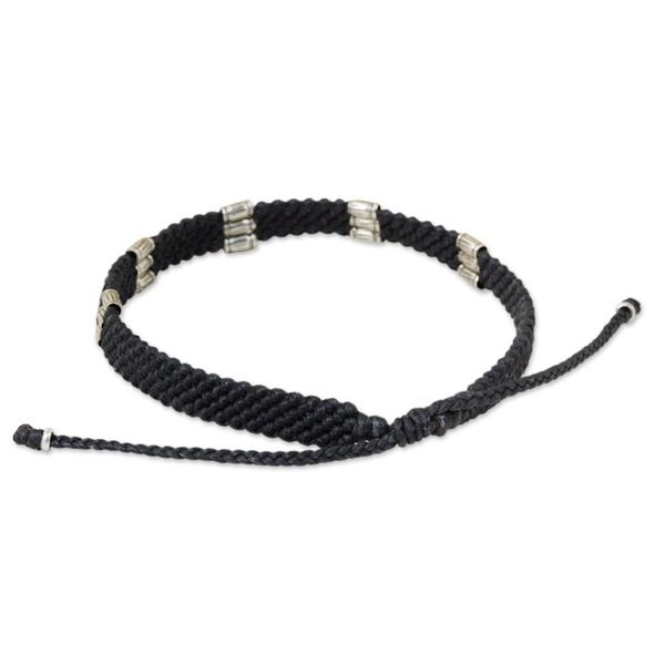 Alternate image for 950 Silver Accent Wristband Bracelet from Thailand Karen Bamboo in Charcoal