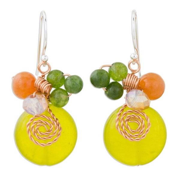 Alternate image for Lemon Quartz and Glass Bead Dangle Earrings with Copper Sweet Temptation