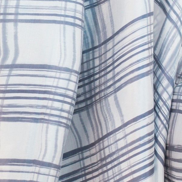 Alternate image for Artisan Crafted Thai Silk Blend Shawl in Grey on White Grey Plaid Batik