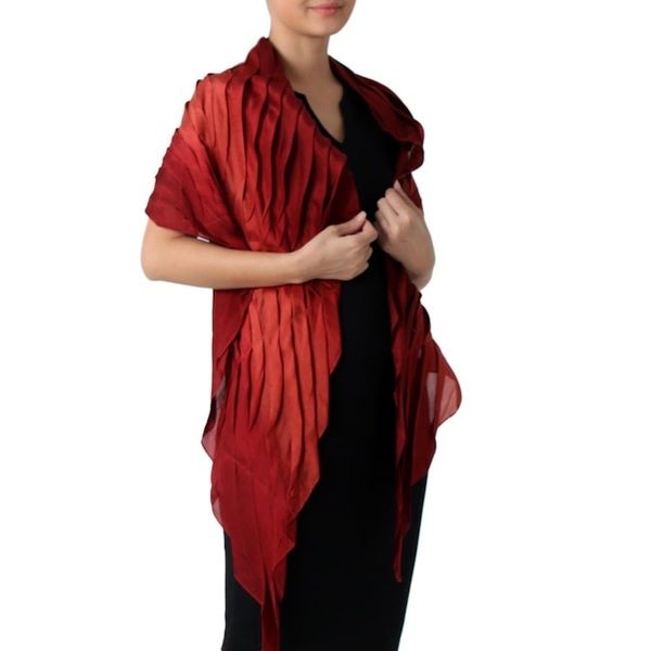 Alternate image for Silk Scarf in Claret Red from Thailand Evolving Lipstick