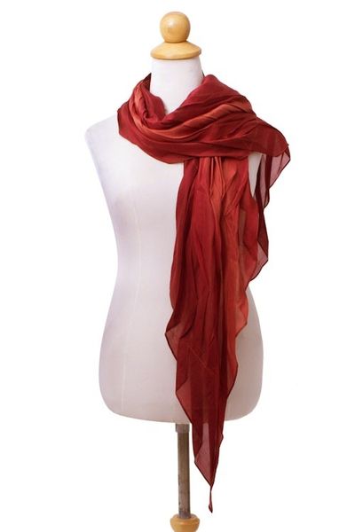 Alternate image for Silk Scarf in Claret Red from Thailand Evolving Lipstick