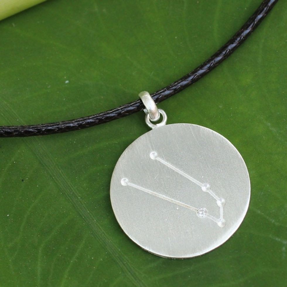 Sterling Silver Taurus Zodiac Necklace with White Topaz 'Constellation Taurus'