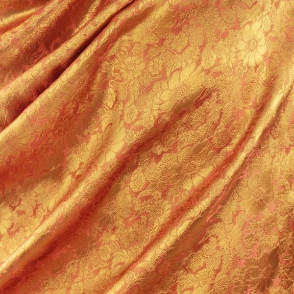 Alternate image for Artisan Crafted Thai Rayon Blend Shawl with Floral Motif Sweet Mandarin