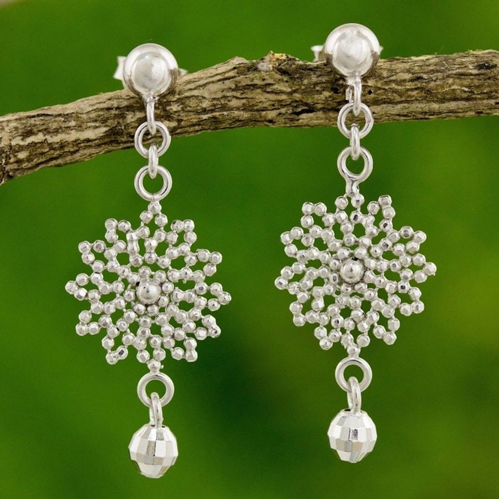 Bright Star Earrings Fair Trade Handcrafted 925 Jewelry 'Siam Star'