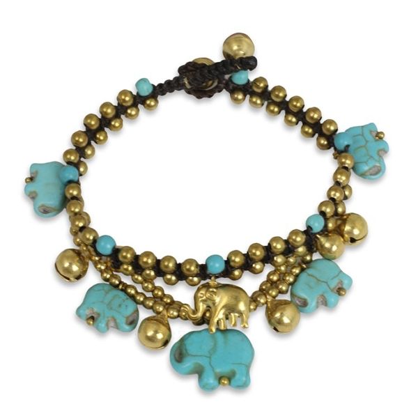 Alternate image for Handcrafted Bead Bracelet with Blue Elephant Charms Blue Elephant