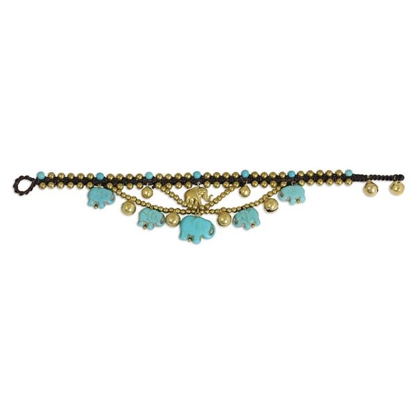 Alternate image for Handcrafted Bead Bracelet with Blue Elephant Charms Blue Elephant