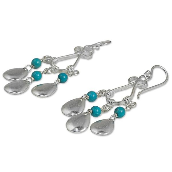 Alternate image for Blue Calcite Sterling Silver Chandelier Earrings Thailand River Drops