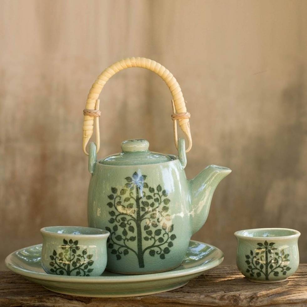 Thai Celadon Ceramic Tea Set for Two 'Inspiration'