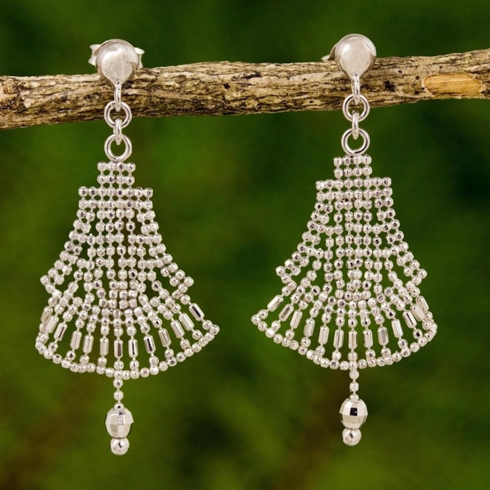 Skirt Design Sterling Silver Chandelier Earrings Thailand 'Sterling Angels'