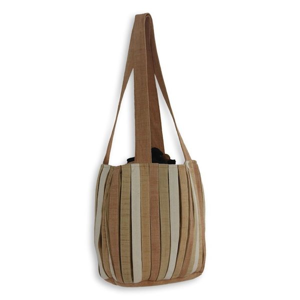 Alternate image for Hand Woven Wool Shoulder Bag with 3 Pockets in Brown and Tan Orient Tan