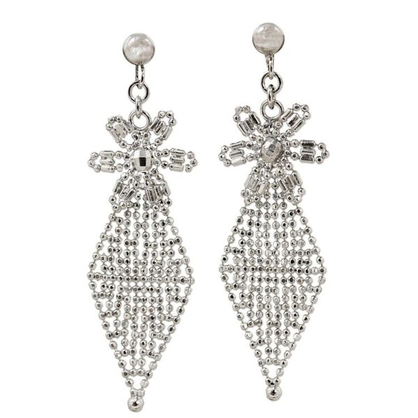Alternate image for Thai Handcrafted Sterling Silver Daisy Dangle Earrings Daisy Diamond