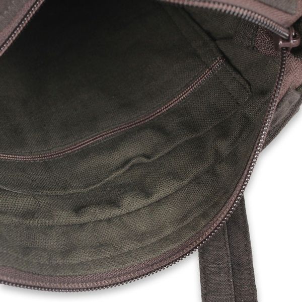 Alternate image for Cotton Thai Applique Dark Brown Shoulder Bag with 3 Pockets Dark Brown Siam
