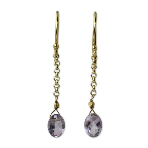 Alternate image for Artisan Crafted 24k Gold Vermeil Amethyst Earrings Thailand Rising Star