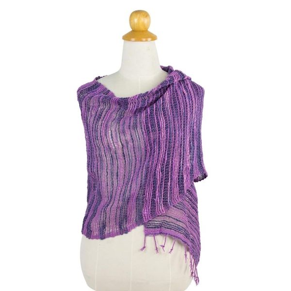 Alternate image for Soft Purple and Blue Open Weave Cotton Scarf Spring Melange