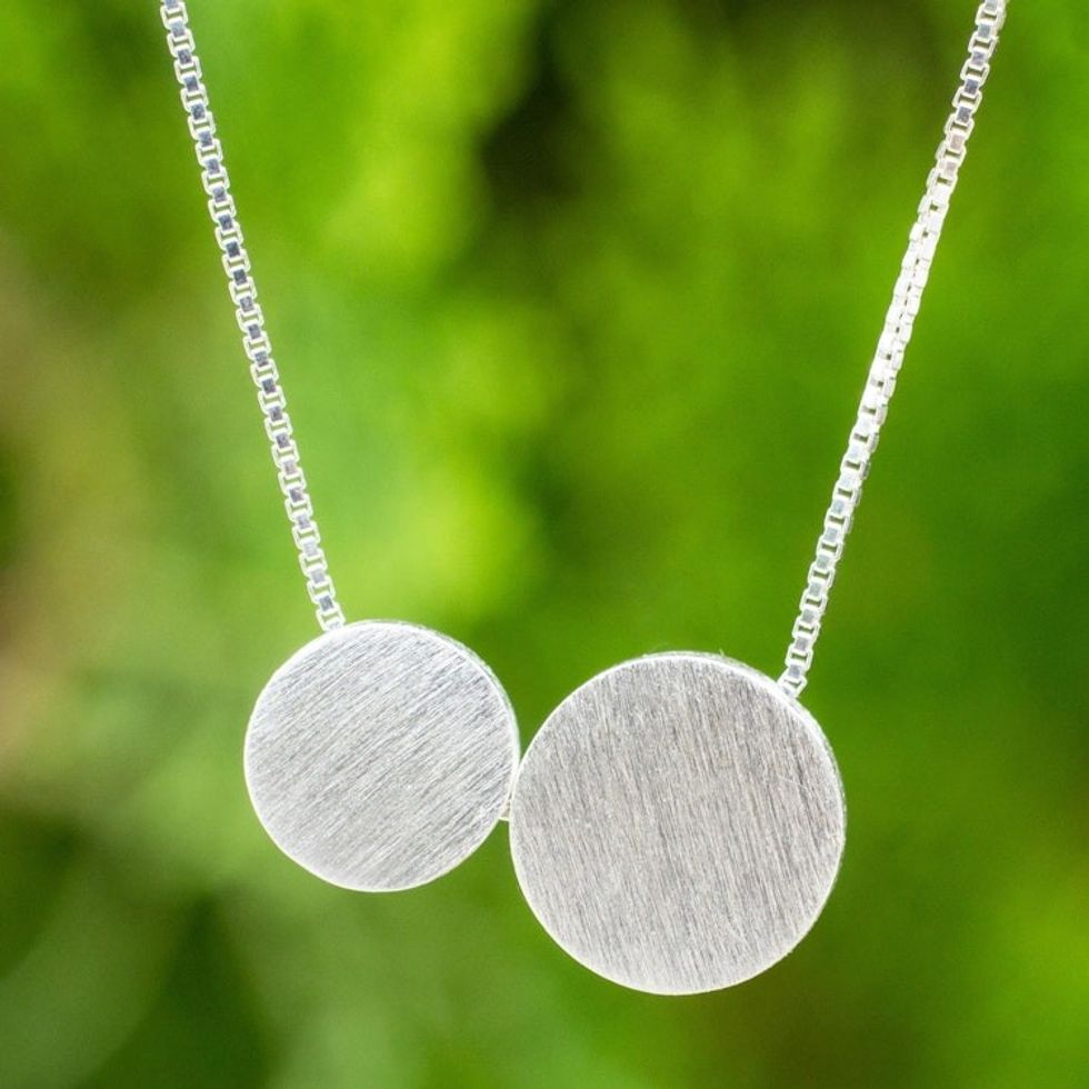 Thai Original Necklace Artisan Crafted Silver Jewelry 'Lunar Couple'