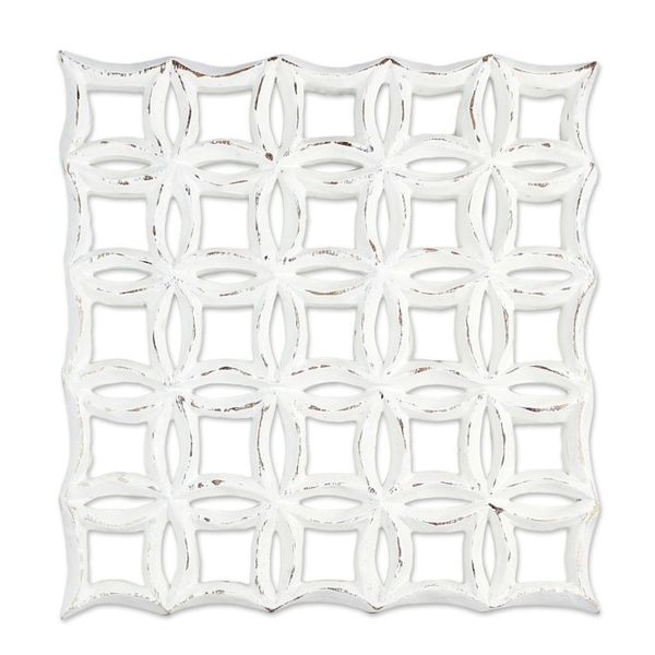 Alternate image for Hand Carved Whitewashed Wood Wall Relief Panel from Thailand Flower Plot