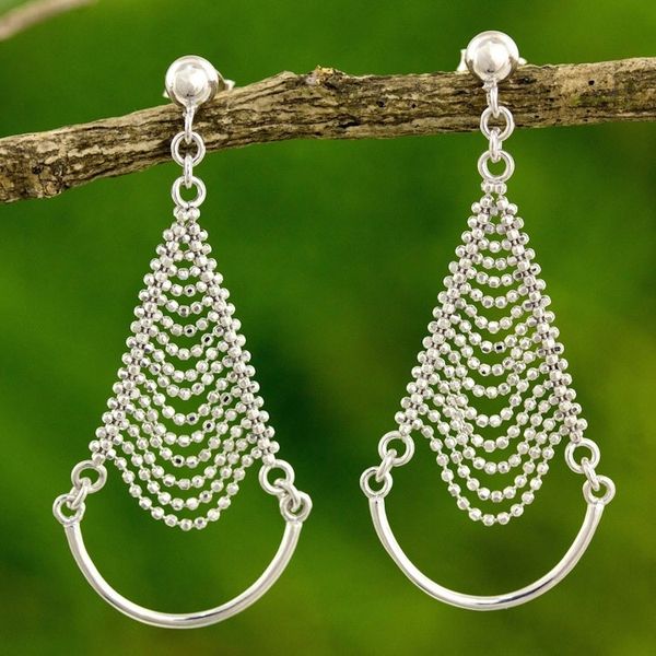 Alternate image for Thai Artisan Crafted Sterling Silver Chandelier Earrings Grand Dame