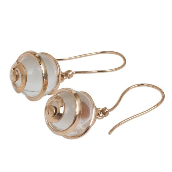 Alternate image for Clear Quartz and Rose Gold Plated Earrings from Thailand Icy Rain
