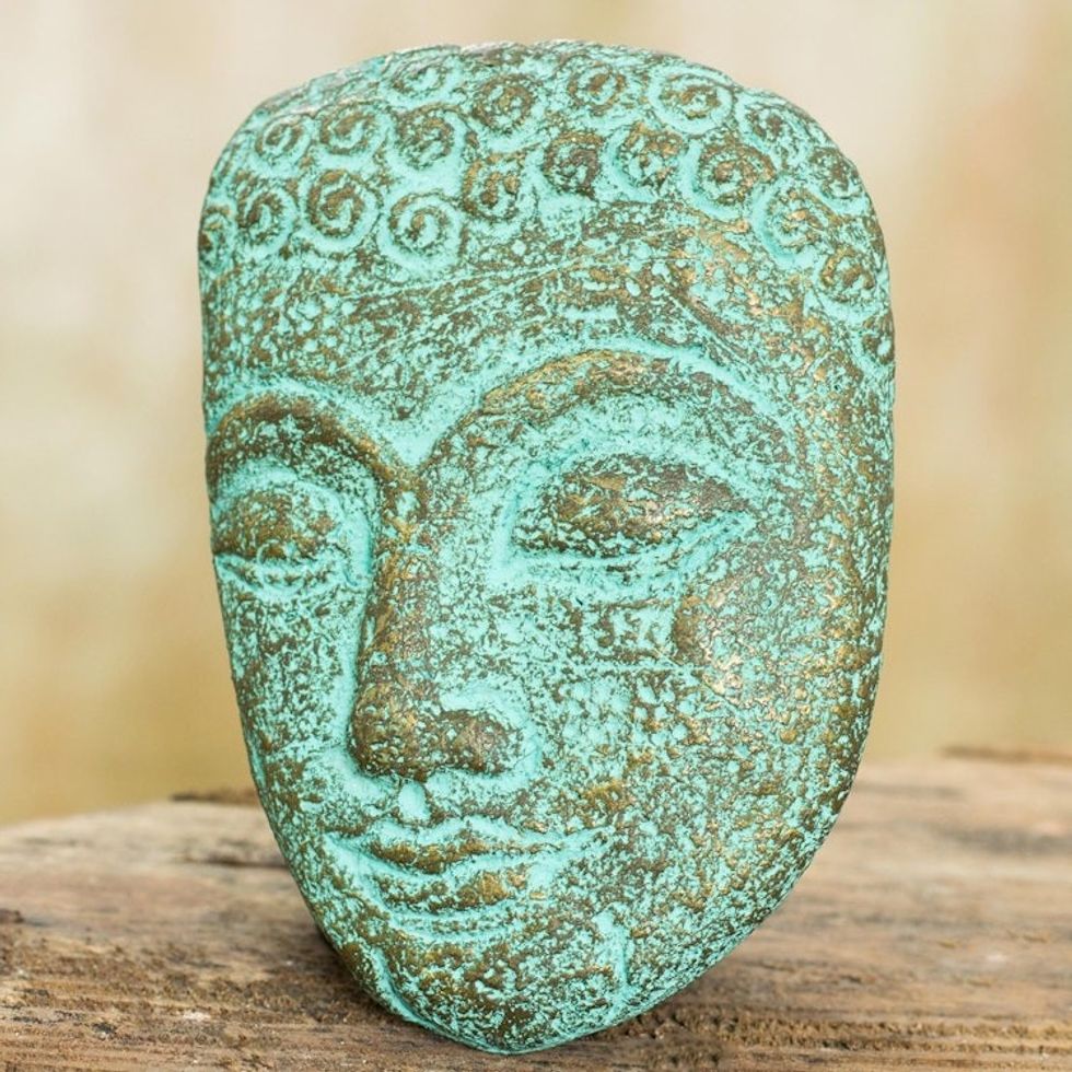 Buddha Portrait Handmade Recycled Paper Wall Sculpture 'Inspiring Young Buddha'