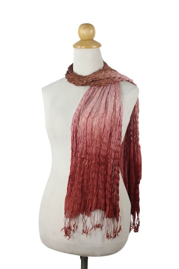 Alternate image for Brown Pink Red Silk Scarf Rich Transition