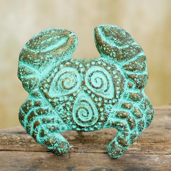 Alternate image for Recycled Paper Crab 5-in Wall Ornament Handmade in Thailand Prosperous Crab