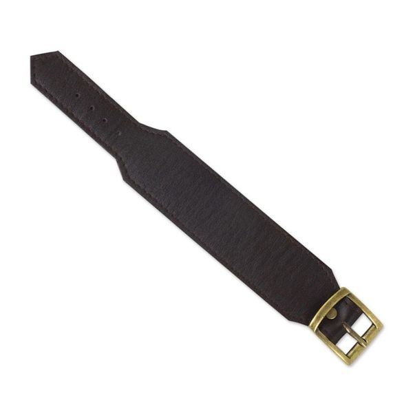 Alternate image for Thai Handcrafted Espresso Brown Leather Wristband Courage in Espresso Brown