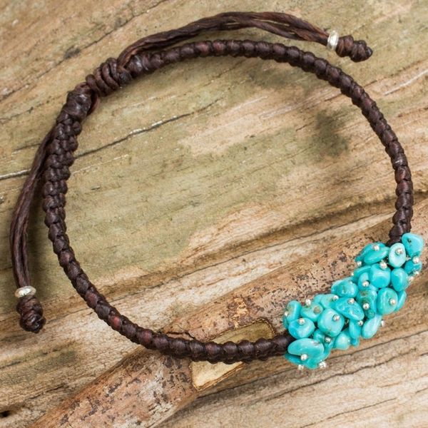 Alternate image for Handmade Reconstituted Turquoise and Polyester Bracelet Cozy Chic