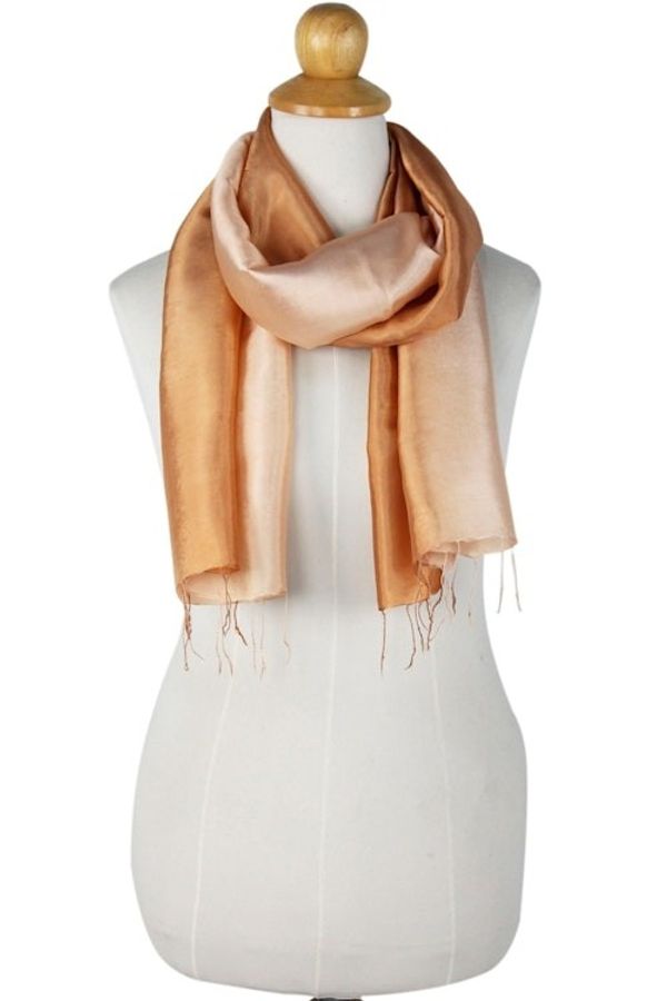 Alternate image for Silky Rayon Blend Scarf for Women Crafted in Thailand Caramel Shimmer