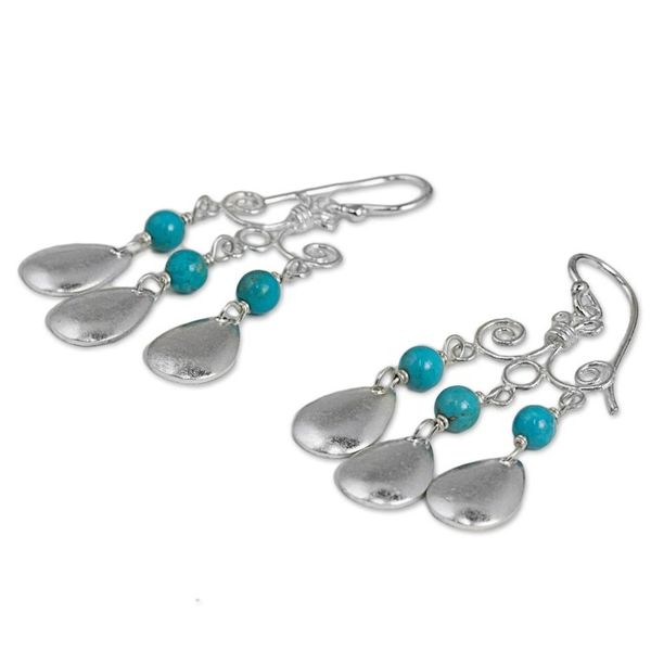 Alternate image for Sterling Silver Calcite Chandelier Earrings from Thailand Blue-Green Sky