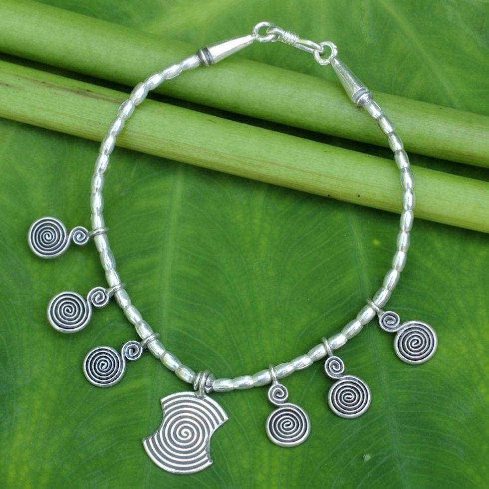 Handcrafted Thai Hill Tribe Silver 950 Charm Bracelet 'Karen Joy'