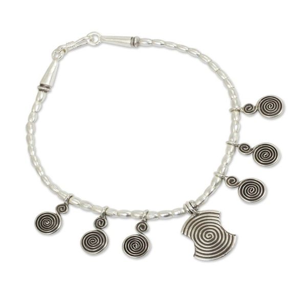 Alternate image for Handcrafted Thai Hill Tribe Silver 950 Charm Bracelet Karen Joy