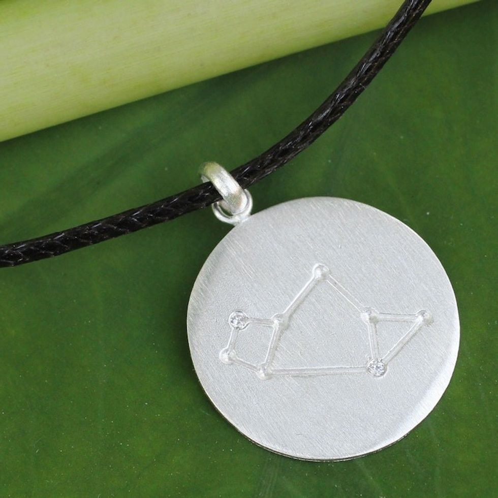 Sterling Silver White Topaz Necklace of Zodiac Sign 'Constellation Sagittarius'
