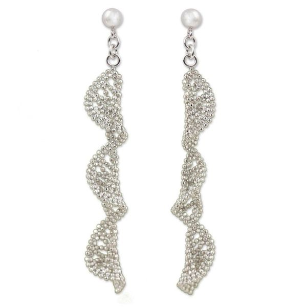 Alternate image for Sterling Silver Spiral Dangle Earrings from Thailand Spiral Chandeliers