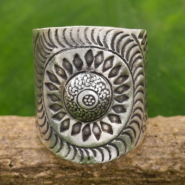 Alternate image for Hand Made Sterling Silver Wrap Ring Floral Thailand Karen Aster