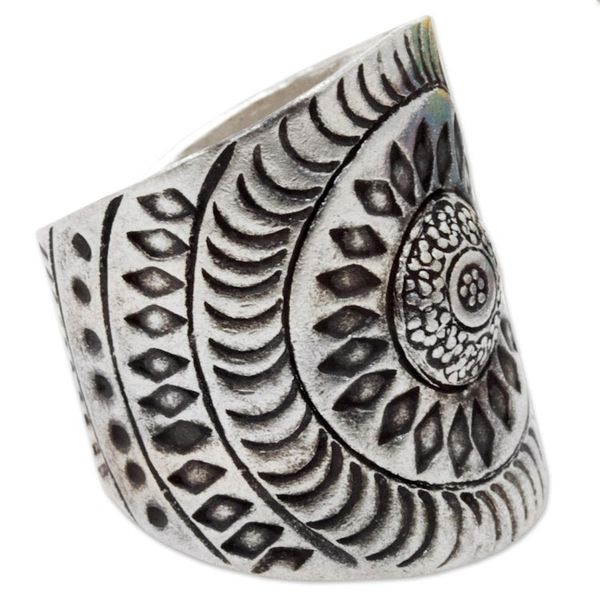 Alternate image for Hand Made Sterling Silver Wrap Ring Floral Thailand Karen Aster