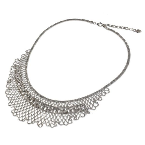 Alternate image for Thai Handcrafted Sterling Silver Waterfall Necklace Ruffled Jasmine