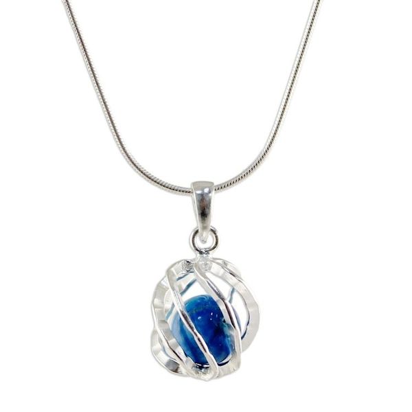 Alternate image for Sterling Silver Howlite Pendant Necklace from Thailand Blue Orb of Energy