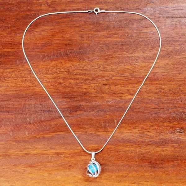 Alternate image for Sterling Silver Howlite Pendant Necklace from Thailand Blue Orb of Energy