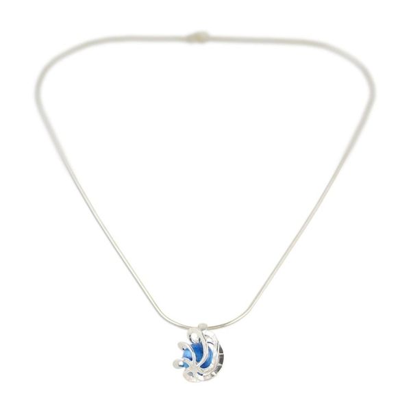 Alternate image for Sterling Silver Howlite Pendant Necklace from Thailand Blue Orb of Energy