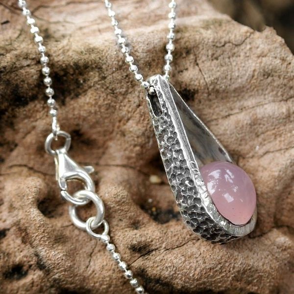 Alternate image for Sterling Silver Pink Chalcedony Pendant Necklace Thailand Skyfall in Pink
