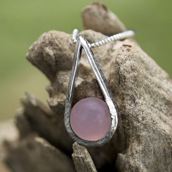 Alternate image for Sterling Silver Pink Chalcedony Pendant Necklace Thailand Skyfall in Pink